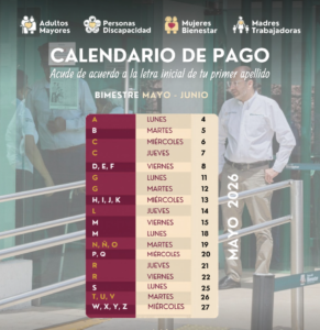 Calendario de cobro pensión Bienestar